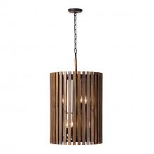 Varaluz 387F06MBW - Suratto 6 Light   Foyer - Matte Black/Medium Walnut