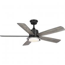 Progress P250102-31M-CS - Tarsus Collection 52 in. Five Blade Matte Black Modern Ceiling Fan with Integrated CCT-LED Light