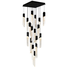 CWI Lighting 1723P24-17-101 - Petra Integrated LED 24in Black Chandelier with Handcrafted Glass