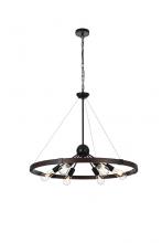Elegant LD746D32BWD - Thora 31.5 inch Pendant Light  in Black+Wood
