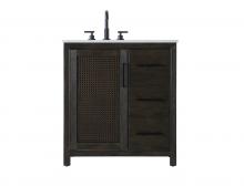 Elegant VF29532CO - Vanity Cabinet 1Dr 3Dw 32x21.5x35 Chocolate Oak