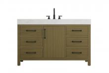 Elegant VF60654MCB - Vanity Cabinet 1DR 6DW 54"W x 22"D x 34"H Chestnut Brown